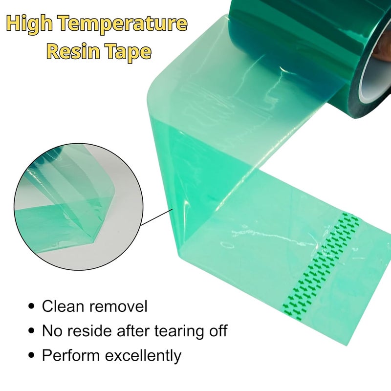 CHUANGSEED Heat Resistance Tape for Resin Molds, Powder Coating, Circuit Borads, Adhesive Residue-Free High Temp Masking Tape Epoxy Release -3inches x 66m（216FT） - Image 3